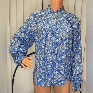 Elegant Blue Floral Women's Blouse
